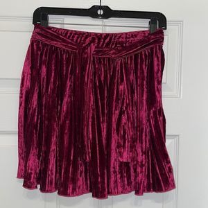 Zara Girls deep Magenta Velvet Pleated Bow front skirt
